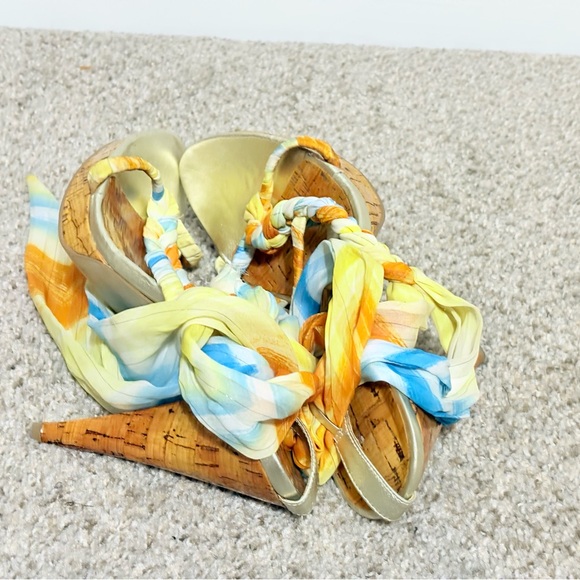 Yellow and Orange Heels with Comfortable Footbed and Stylish Straps - Picture 5 of 9